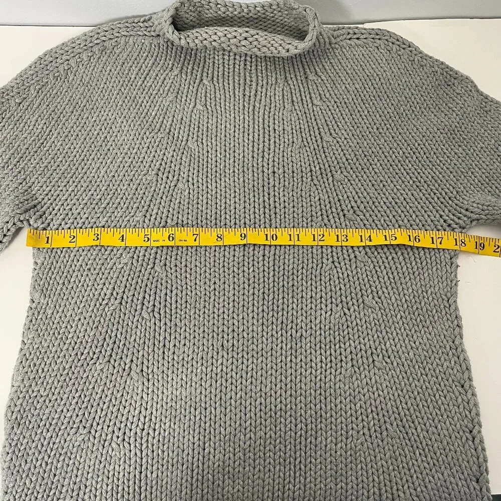 J. Crew Vintage Hand Knit Cotton Roll Neck Gray Swater - Picture 9 of 11